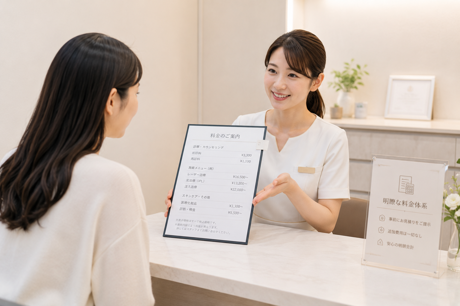 料金説明を受けるカウンセリングの様子